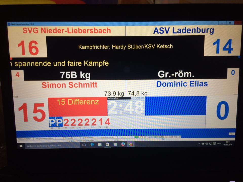 Oberliga:  SVG Nieder-Liebersbach – ASV Ladenburg    16:14